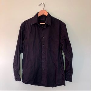 Black Button Down Long Sleeve Dress Work Shirt